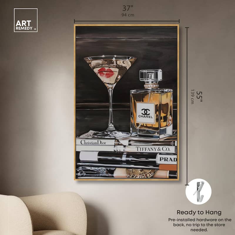 Martini Books Canvas by Art Remedy