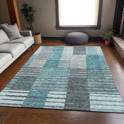 Premium Washable Super Soft Geo Stripe Mayfield Rug