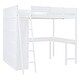 preview thumbnail 10 of 32, Full Size Loft Bed with Desk, Storage Shelves and 2 Sliding Doors, Multifunctional Kids Bed Frame with Ladder and Guardrail