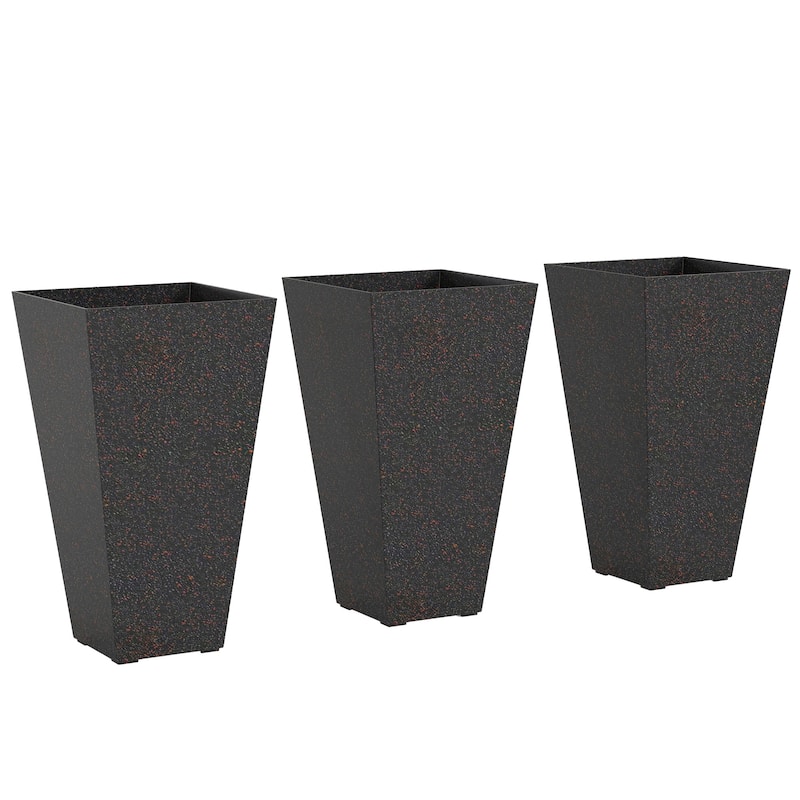 3-Piece Planters Set,Stylish Marble Finish Planter Pot, Drainage Plug
