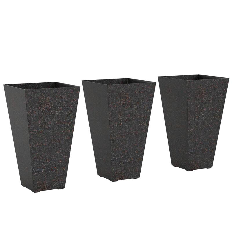 Tall Planters Set of 3, Taper Planters with Drainage Holes for Outdoor Plants