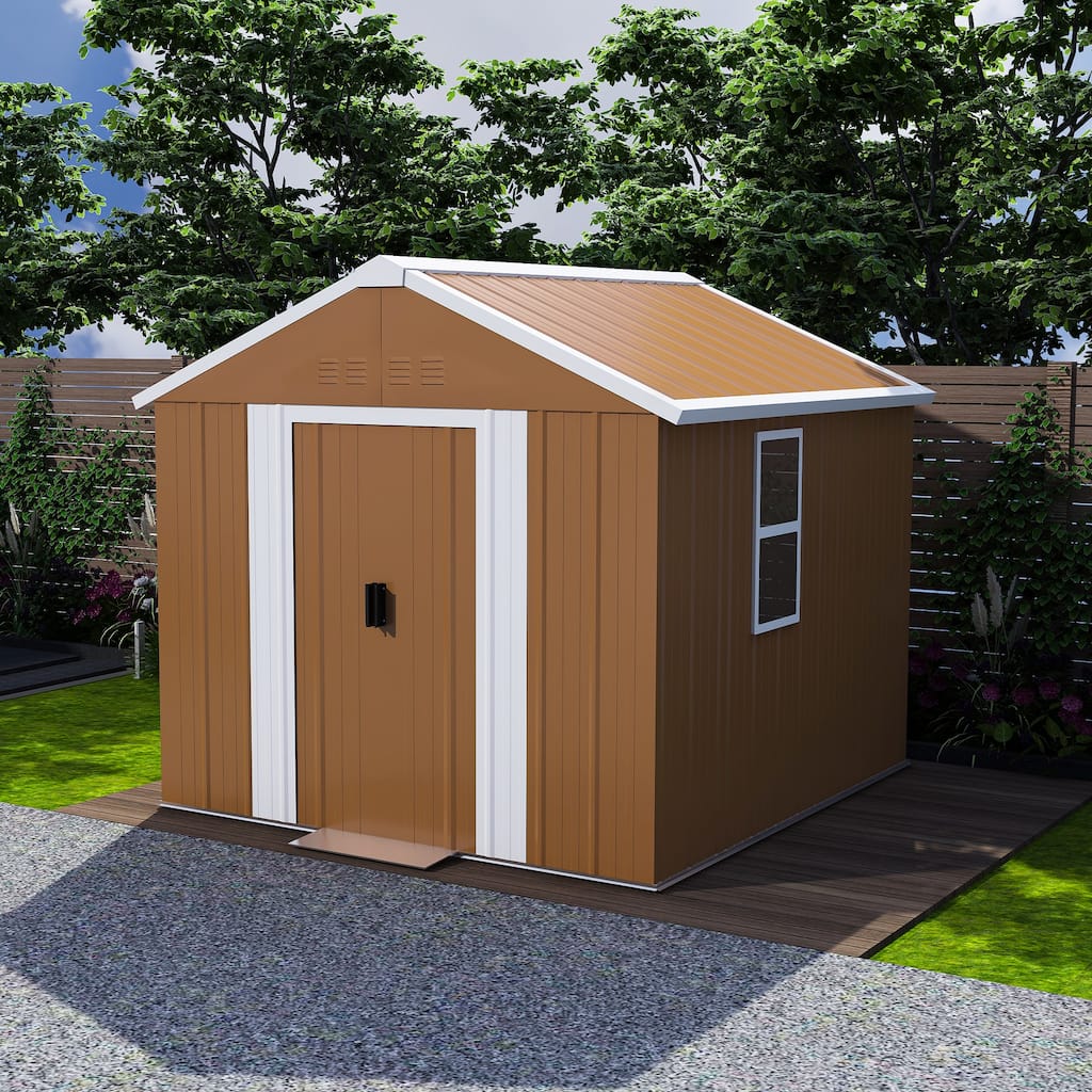 6X4 FT Heavy-Duty Metal Storage Shed with Windows, Lockable Door & Ventilation - Weatherproof Outdoor Garden Shed