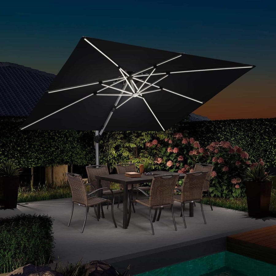 PURPLE LEAF 9 x 12 ft Double Top LED Rectangle Patio Cantilever Umbrella with Light