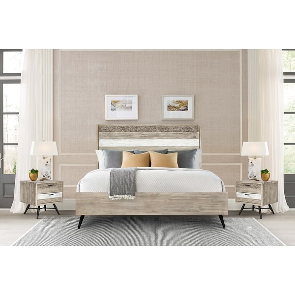 slide 2 of 9, Bridges 3 Piece Bedroom Set in Two-Tone Acacia Wood King