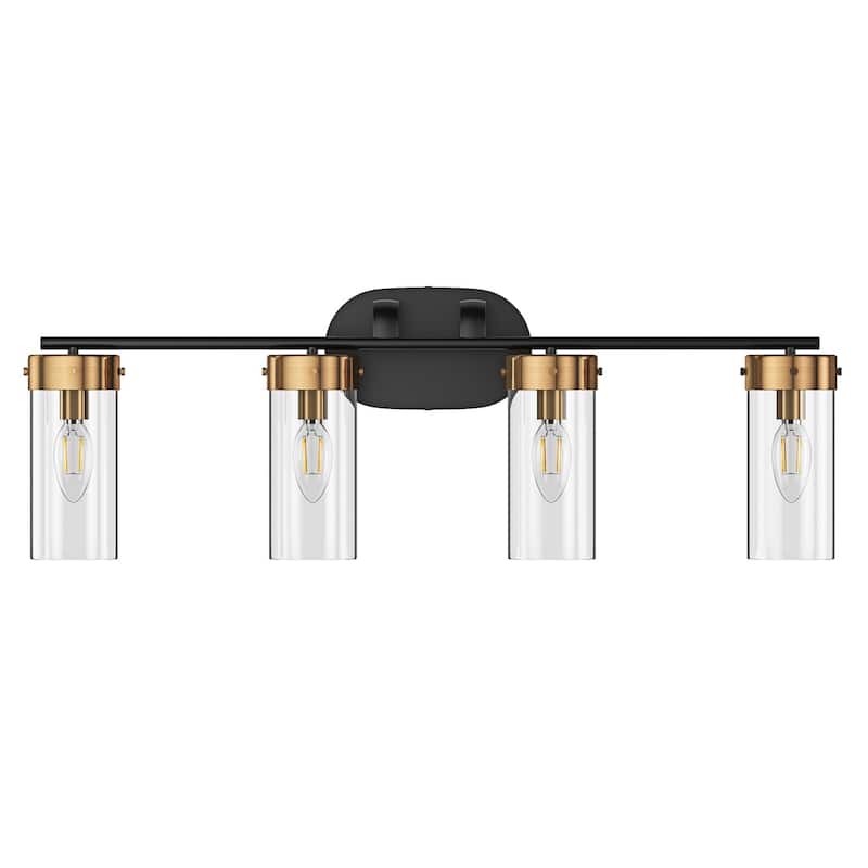 Modern 4-Light Bathroom Vanity Light with Clear Glass Shades
