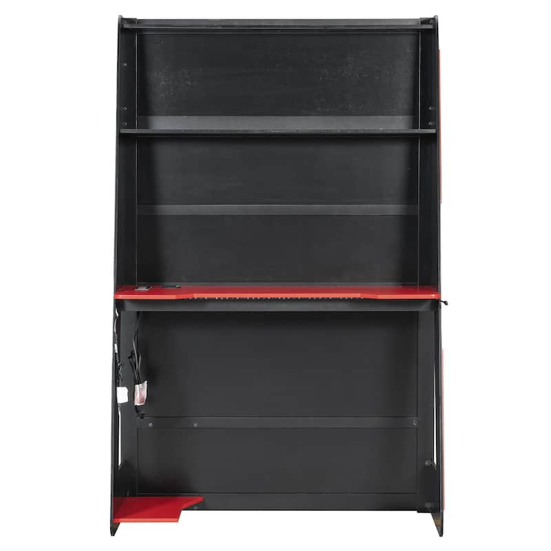 Full Size Gaming Loft Bed Esports-Inspired Bed with Desk Shelves and Charging Station for Gaming Bedroom Setup, Esports Hotels