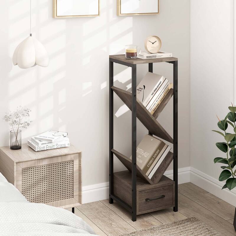 Costway 1/2 PCS 4 Tier Floor Standing Storage Organizer with Drawer