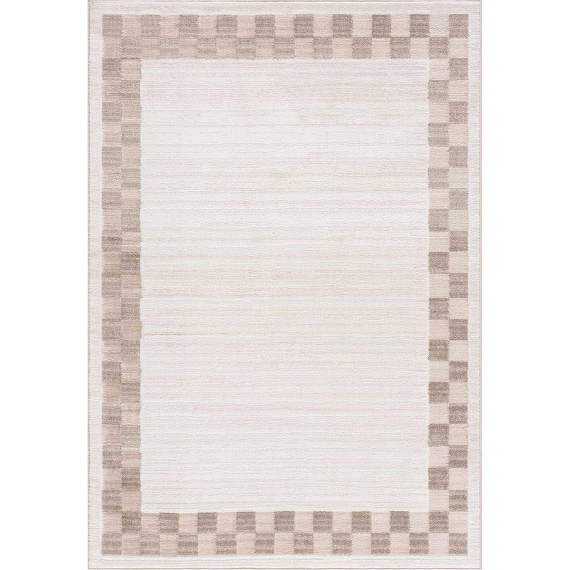 Hauteloom Azrika Hallway, Kitchen Machine Washable Runner Rug - Dark Brown, Beige, Dark Beige - 2'7" x 7'3"
