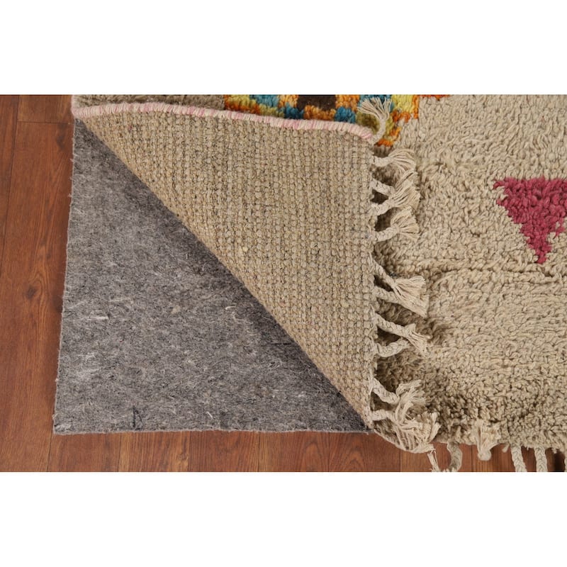 Geometric Plush Moroccan Area Rug Handmade Wool Carpet - 5'8" x 8'6"