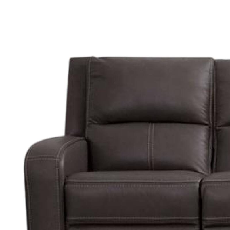 Vazy Dual Power Reclining Sofa, Gray Faux Leather Seating, 86 Inch