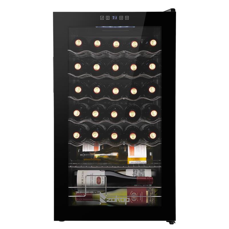 ZOKOP AC 115V /60Hz 1.8Cu.Ft/2.8Cu.Ft Compressor Wine Cabinet Wine Rack Black - 34-Bottle