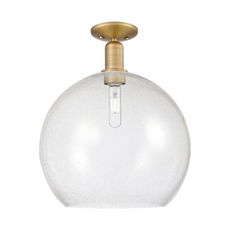 Innovations Lighting 716-1C-19-14 Athens Semi-Flush Athens 14" Wide - Brushed Brass / Seedy