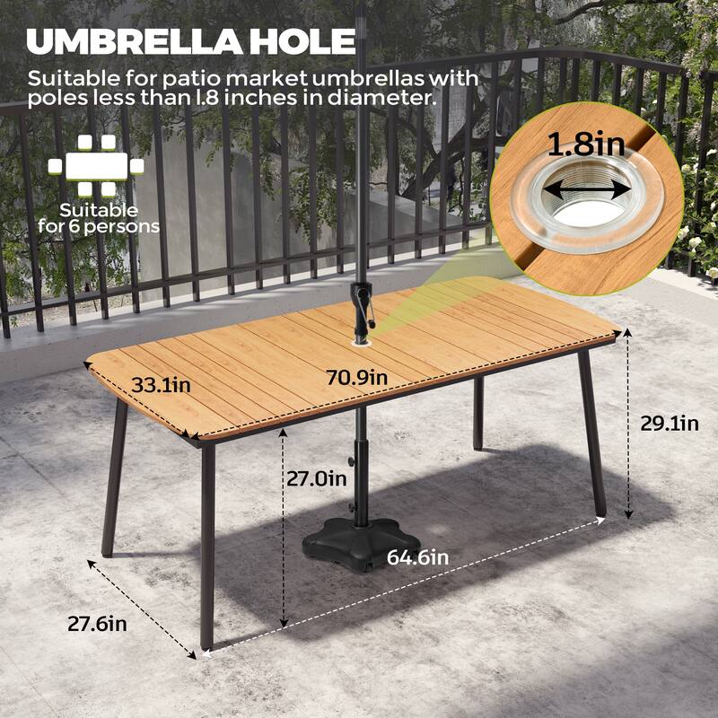 Pellebant Patio Dining Table Rectangular Aluminum Outdoor Table