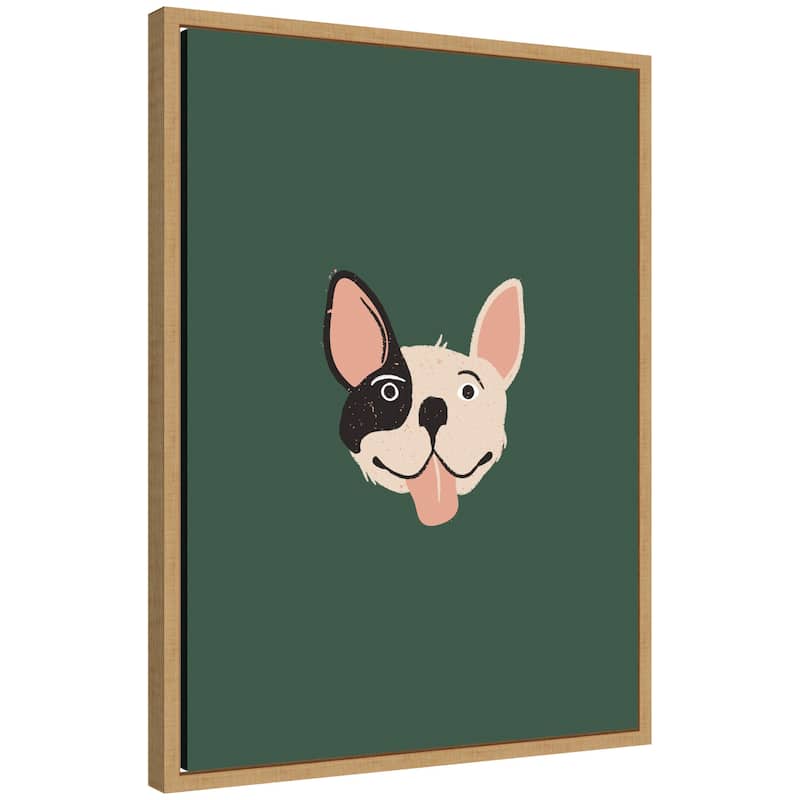 Kate and Laurel French Bulldog Whimsical Dog Lover by Laura Moss Framed Canvas Wall Art Print - 18x24