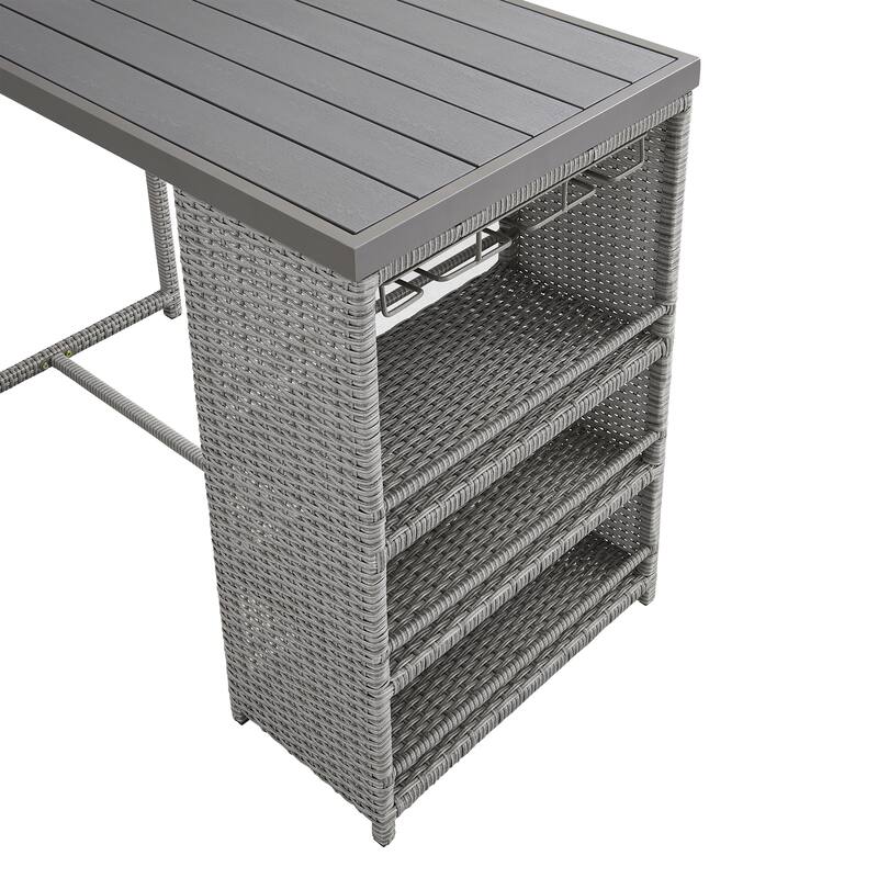Corvus Kabul 5-piece Outdoor Bar Set with Cushioned Stools and Storage Shelf