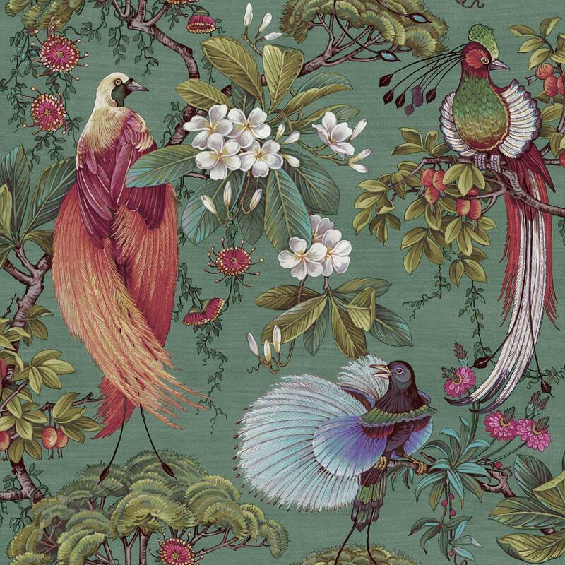 Yasuni Floral Unpasted Non-Woven Wallpaper – 396in x 20.8in - Green