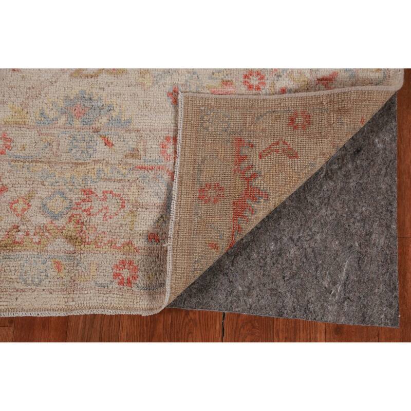 Hand Knotted Oriental 100% Wool Carpet Transitional All-Over Beige & Ivories Oushak Area Rug - 8' 11'' X 6' 0''