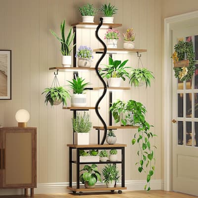 Plant Stand with Grow Light Plant Rack with Wheels Display Shelves