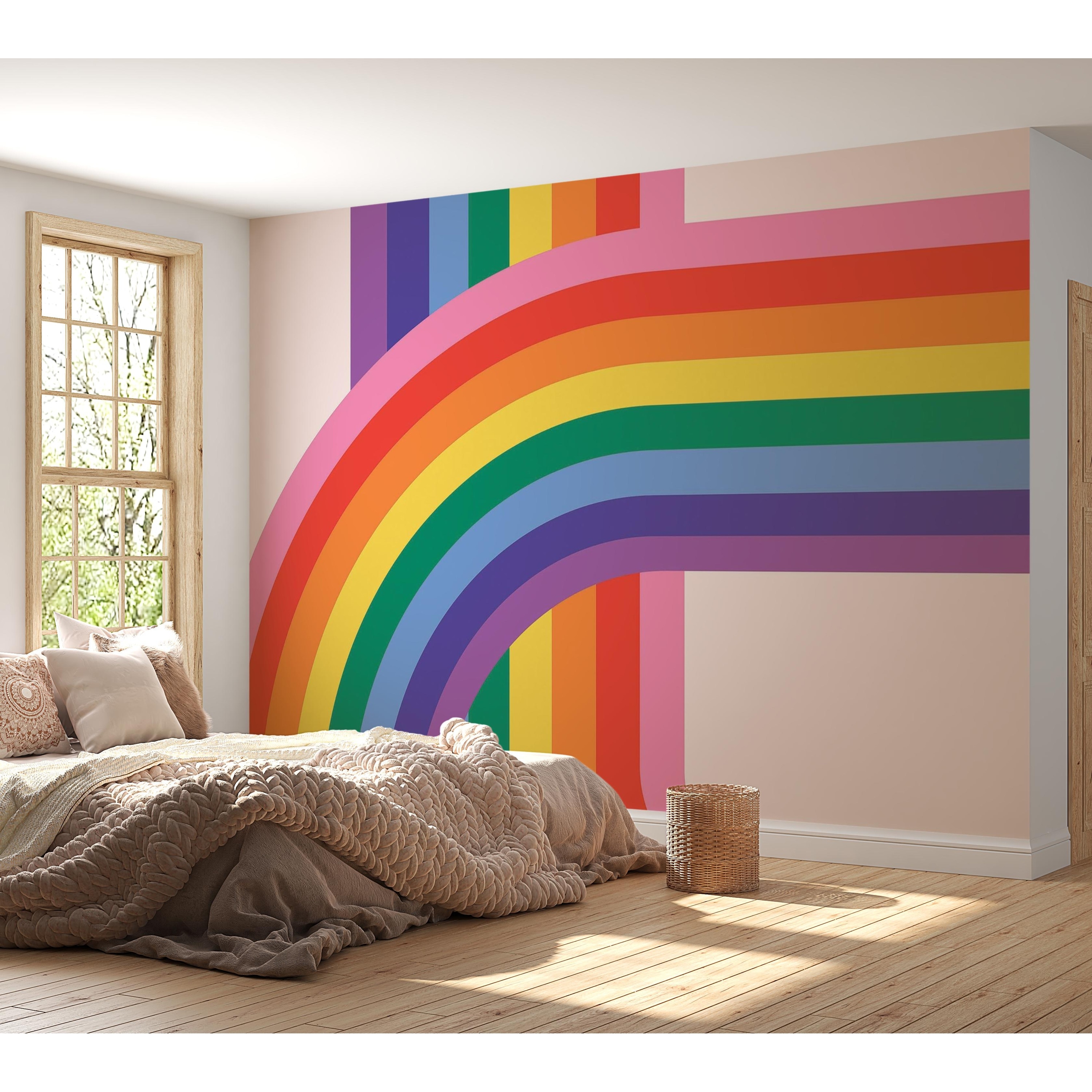 rainbow wallpaper bedroom