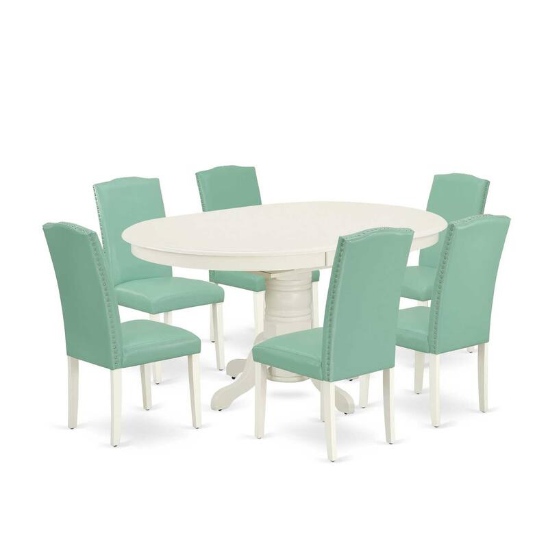 Dinette Set 7Pc Oval Table w/ Leaf & 6 Chairs - Antique Appeal Kitchen Dining Set