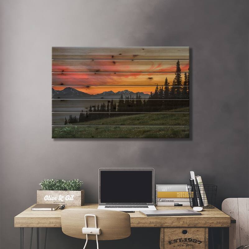 Majestic Sunset As Seen From Hurricane Ridge, Olympic National Park, Washington, USA Print On Wood by Gary Luhm - Multi-Color