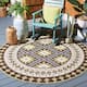 SAFAVIEH Veranda Eyvor Indoor/ Outdoor Waterproof Patio Backyard Rug - 6' Round - Chocolate/Green