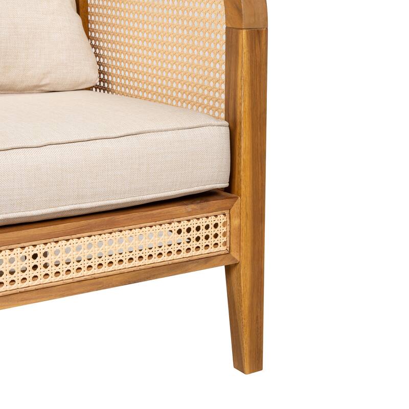 Christopher Knight Home - Isabella Outdoor Patio Acacia Wood Wicker Armchair with Cushions