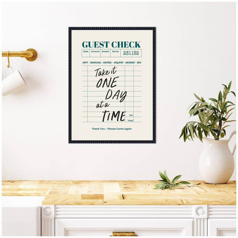 Kate and Laurel Guest Check One Day At A Time by The Creative Bunch Studio Framed Canvas Wall Art Print