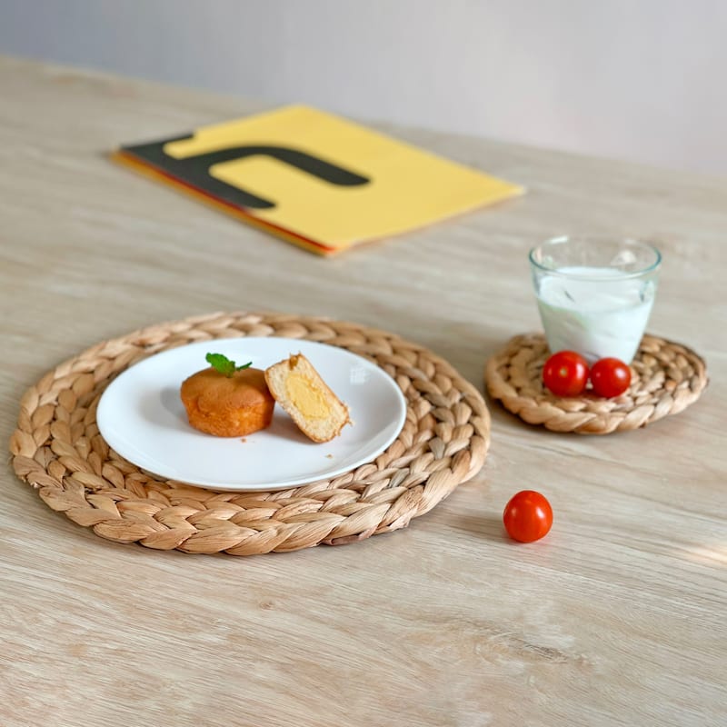 Set of 4 Decorative Round Natural Woven Handmade Water Hyacinth Placemats