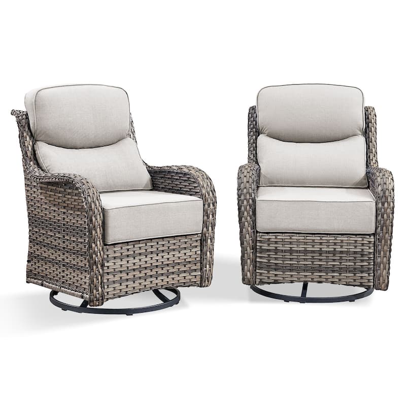 Arcadia Wicker Patio Swivel Glider Chairs with 6-Inch Cushions (2-Pack)