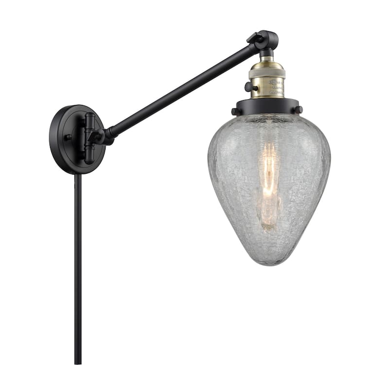 Innovations Lighting Geneseo Single Light 25" Tall Wall Sconce / - Black / Antique Brass / Clear Crackle