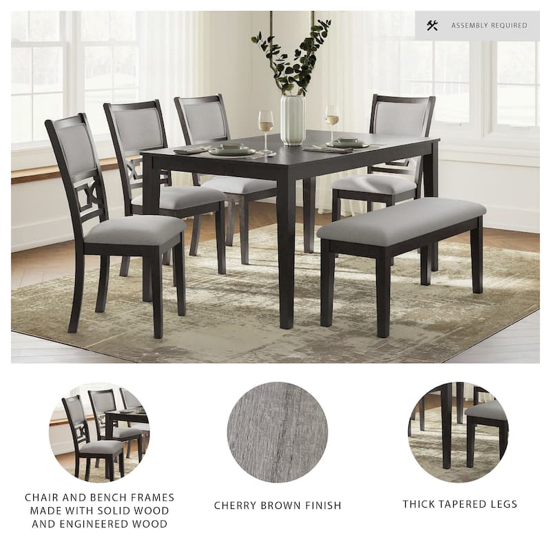 Signature Design by Ashley Langwest Dining Table and 4 Chairs and Bench (Set of 6)