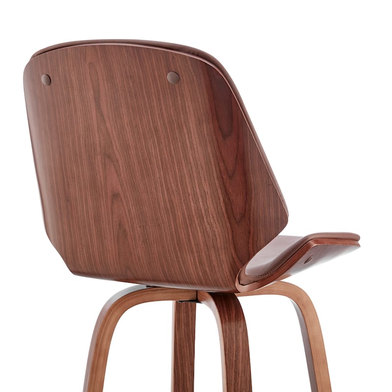 Arabela Faux Leather and Wood Swivel Counter Stool - Walnut