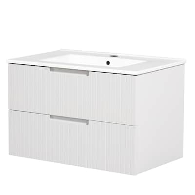 30 Inch Floating Bathroom Vanity with Ceramic Sink Combo Set,Modern Bath Storage Cabinet Vanity with Drawers