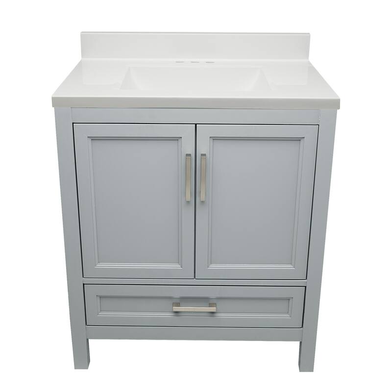 Nevado 37" Bathroom Vanity with Cultured Marble Vanity Top Sink in White with White Basin
