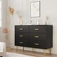 preview thumbnail 3 of 16, 6 Drawer Dresser with Storage Space, Modern Wooden Dresser with Gold Handles