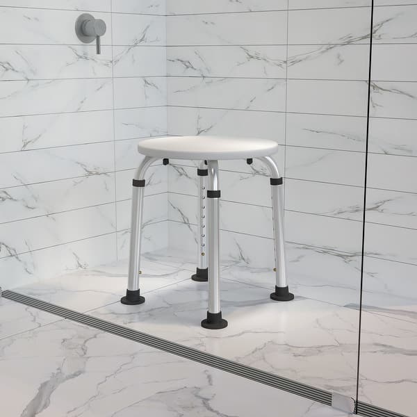 slide 2 of 17, Tool-Free 300 Lb. Capacity, Adjustable White Bath & Shower Stool - 14.25"D x 14.25"W x 14" - 20.75"H White