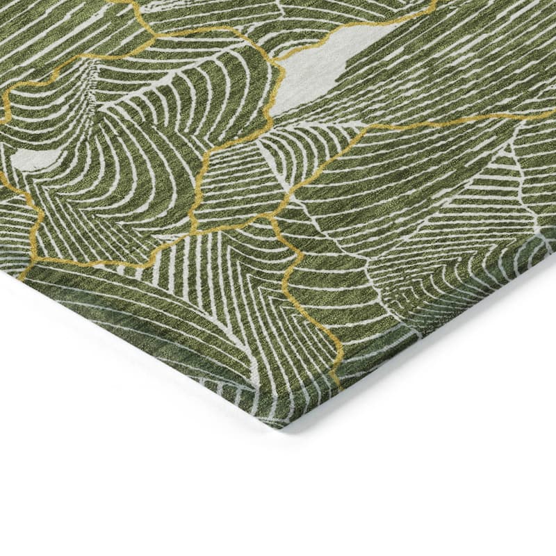 Machine Washable Indoor/ Outdoor Abstract Crackle Chantille Rug