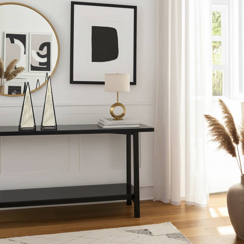 Iron Wood Pyramid Sculpture Geometric Design (Set of 2) - 26/21" Multi - 7" x 7" x 26" - Multi - 7" x 7" x 26"