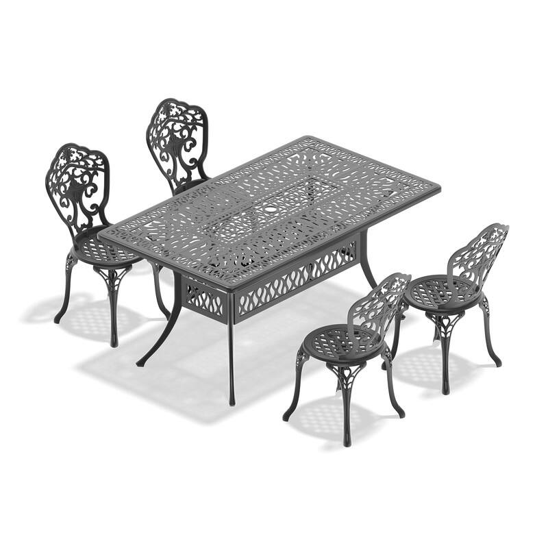 Traditions 5-Piece Patio Outdoor Dining Set with 4 Dining Chairs and Rectangular Dining Table, Rust Free