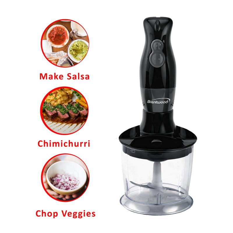 Brentwood 2 Speed Hand Blender with Balloon Whisk in Black