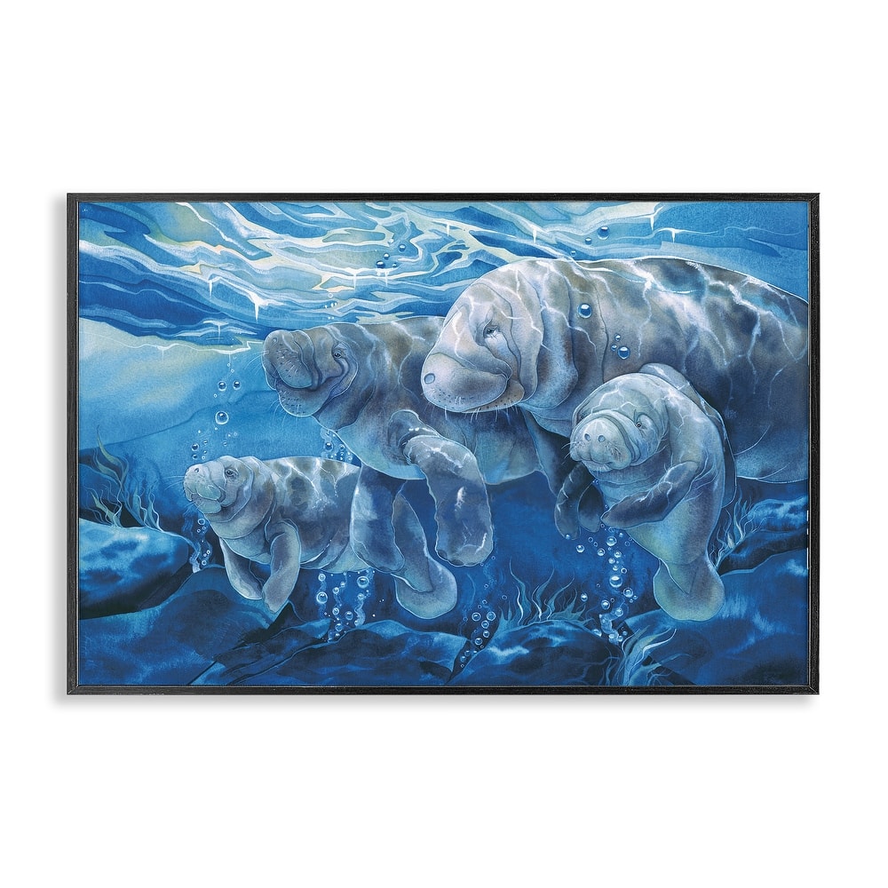 Stupell Underwater Manatee Family Framed Giclee Art Design By Jody Bergsma
