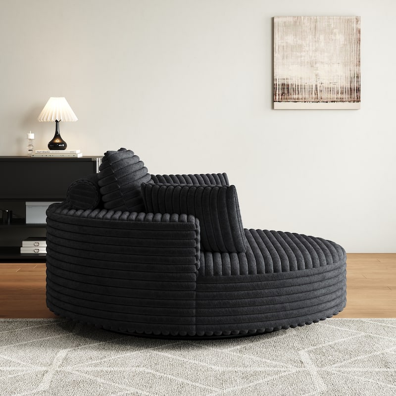 GDFStudio - Lavelle Corduroy 360 Degree Swivel Chair Fluffy Modern Sleeper