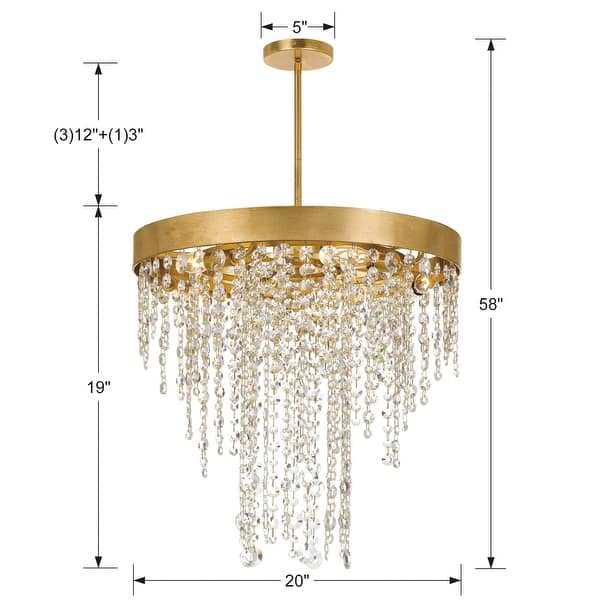 Winham 5 Light Antique Gold Crystal Chandelier - 20'' W x 19'' H