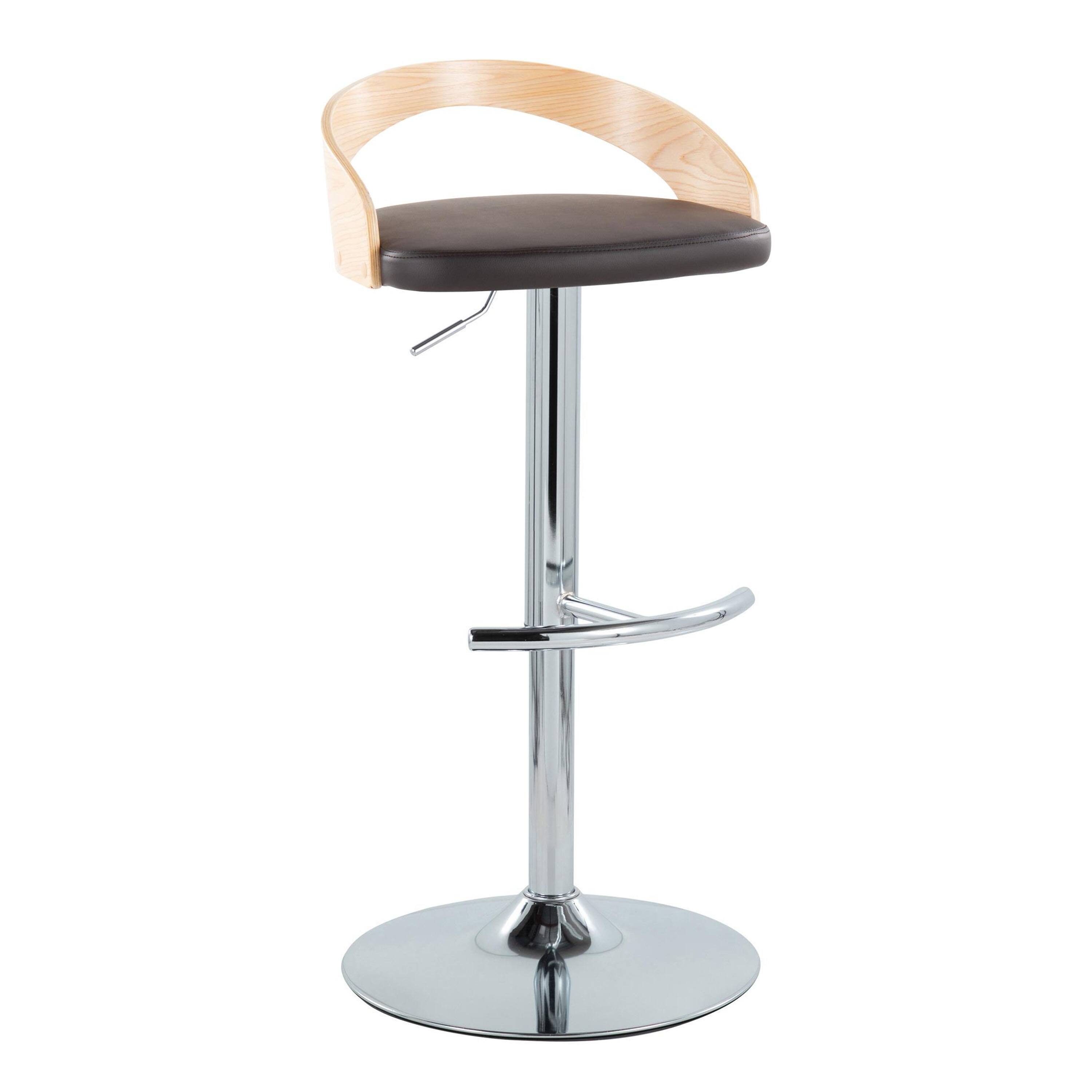 Option Brown PU/Natural Wood/Chrome Metal