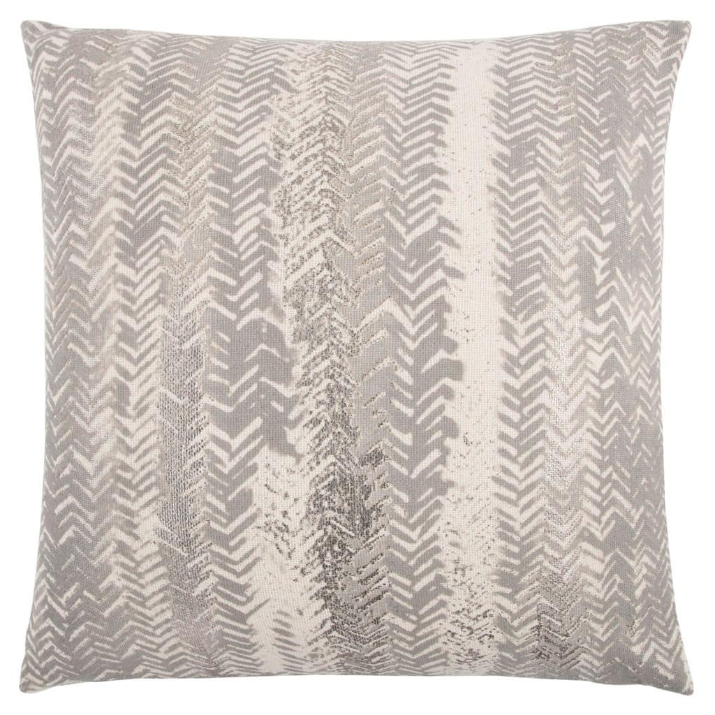 Rizzy Home Ivory, Grey, and Metallic Silver Chevron Throw Pillow