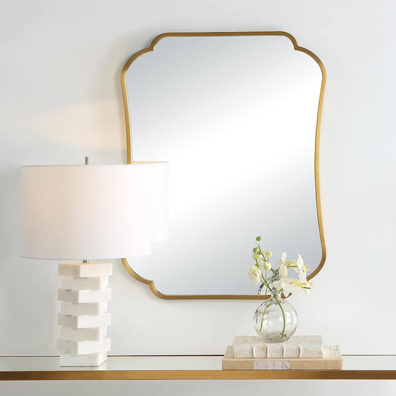 Uttermost Athena Brushed Brass Mirror - 24"W x 32"H x 1"D