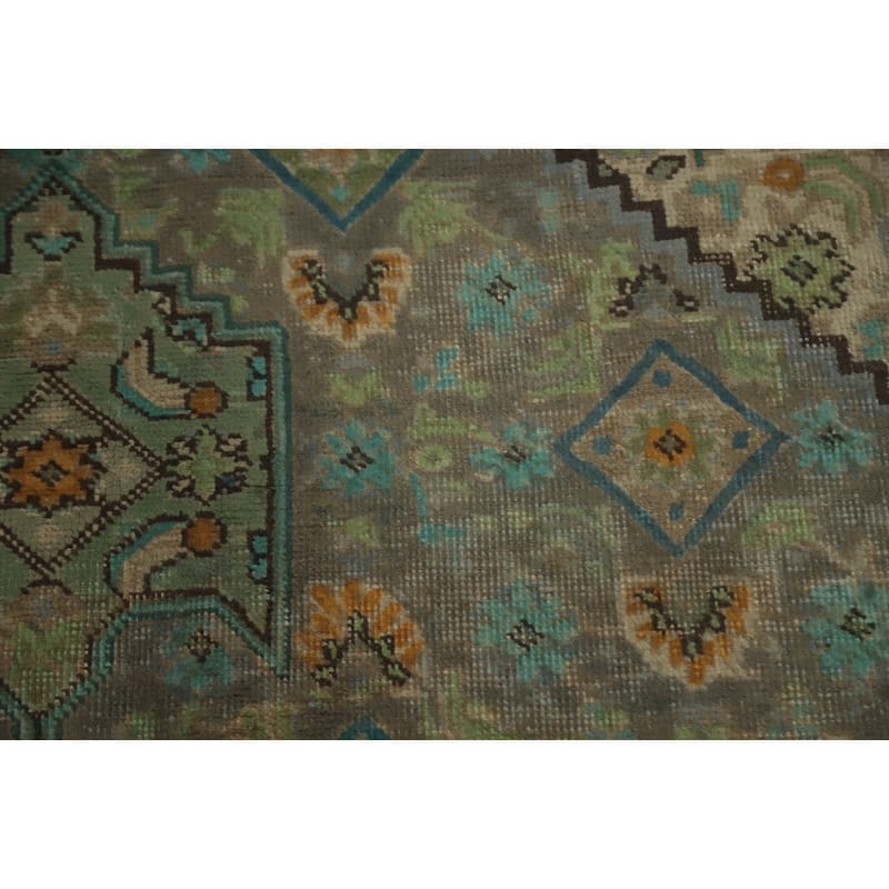 Hand Knotted Oriental 100% Wool Carpet Traditional Floral Greys & Charcoal Tabriz Area Rug - 9' 3'' X 6' 5''