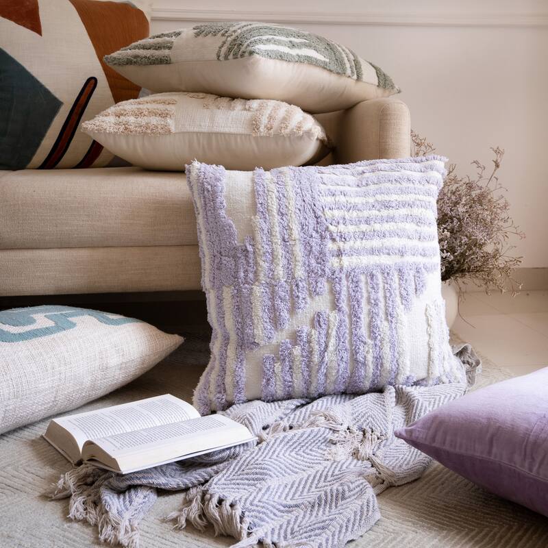 Sevita Stacy Garcia Abstract Geometric Shag Decorative Throw Pillow