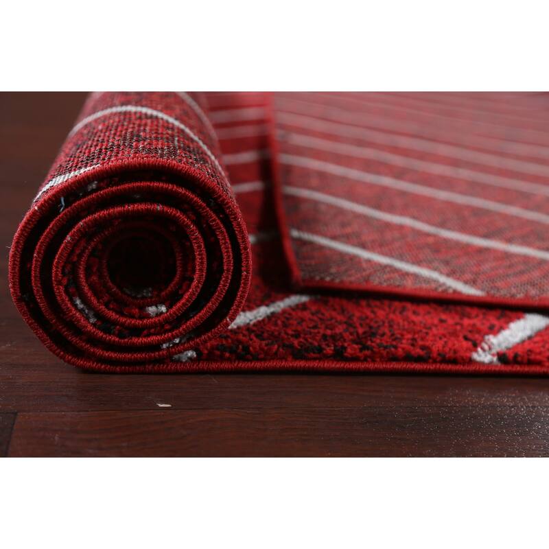 Red Chevron Style Transitional Oriental Turkish Rug Modern Carpet